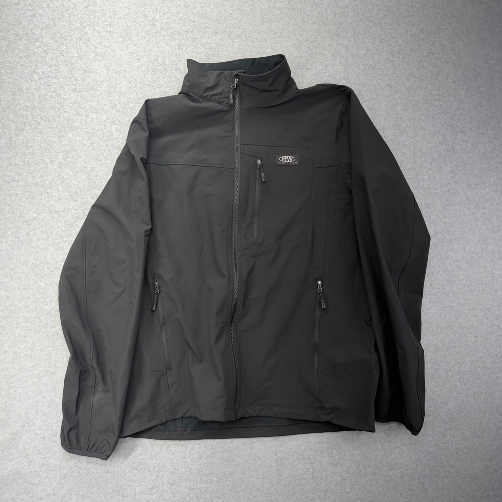 RW Rugged Wear Mens Black Full Zip Jacket Size L Polyester Elastane Outdoor‎